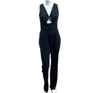 NWT ABS Allen Schwartz Women's Deep-V Black Jumpsuit with Front Cut-Out Size 4‎